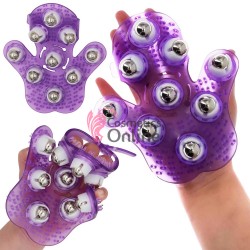 Accesoriu pentru masaj anticelulitic manusa cu bile metalice, Anti-Cellulite Massager art 24066-F Mov